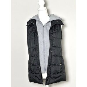 Women's Arizona Puffer Black Vest with Gray Hoodie Size (S)